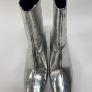 New Look Shiny Silver Heeled Boots